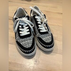 Black and White Tweed Sneakers